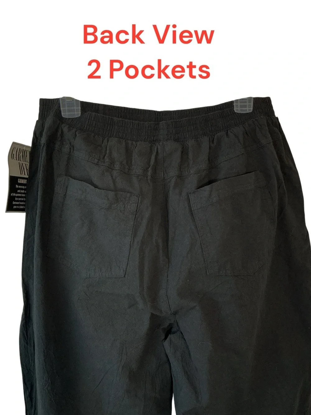 Fashion Bug Black Pants 100% Cotton Pocket Elastic Waist 29” Inseam Plus 14/16